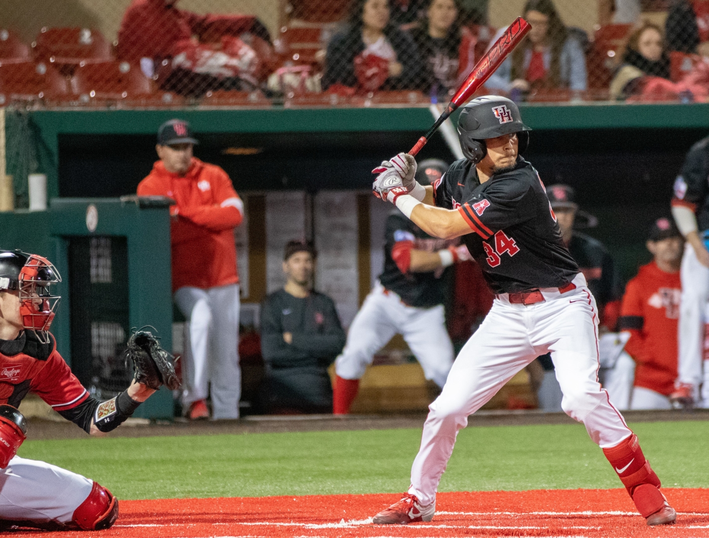 Catcher Kyle Lovelace at bat during his junior season for UH baseball in the 2020 season. | Jhair Romero/The Cougar