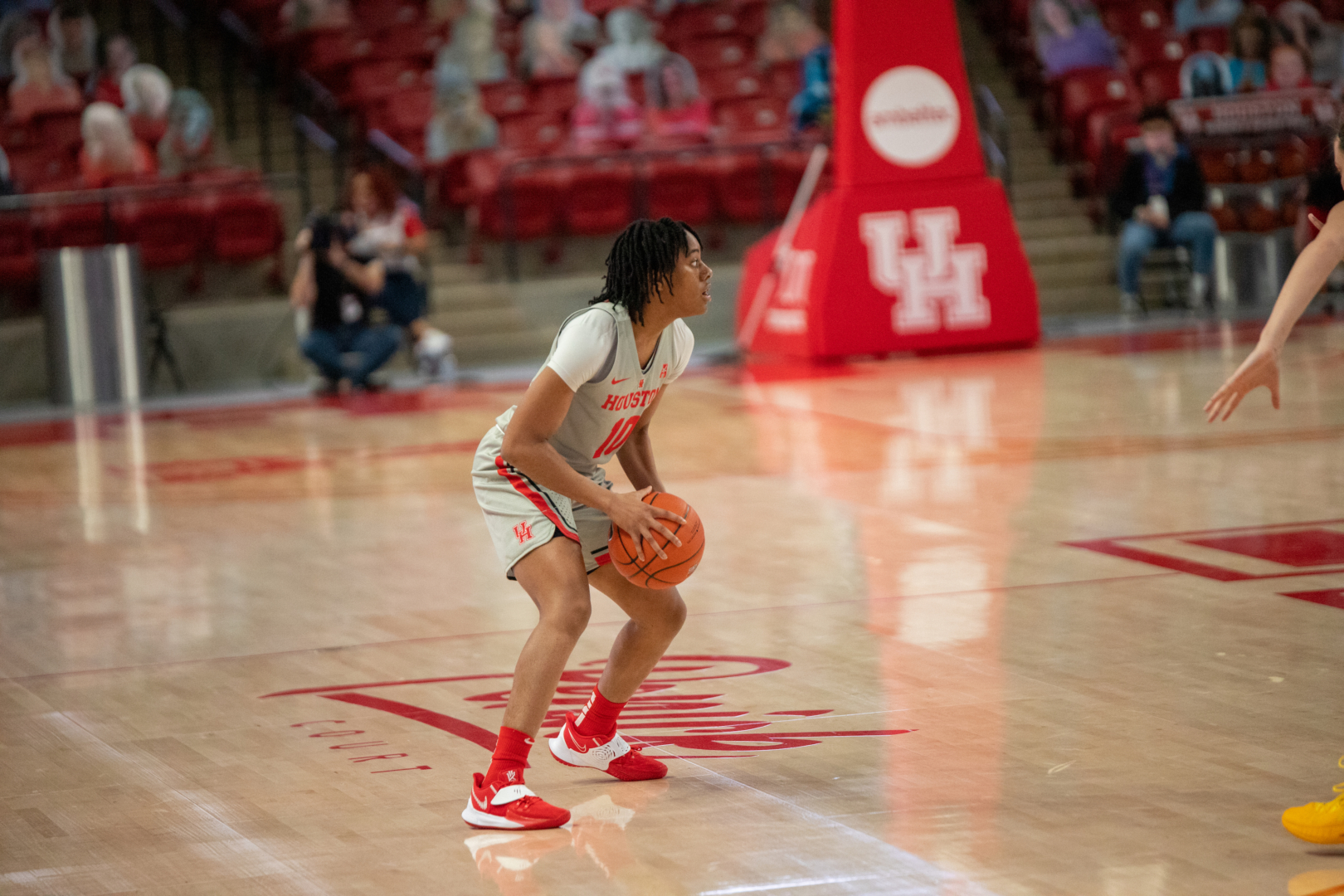 Sophomore guard Britney Onyeje sizes up the defense against Wichita State | Andy Yanez/The Cougar