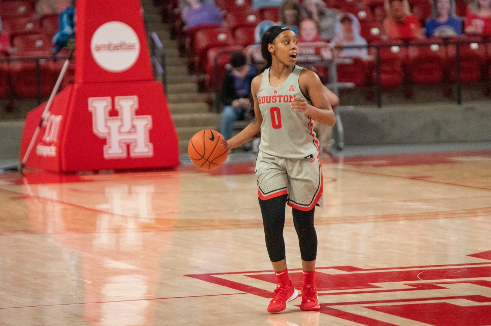 UH women's basketball guard Eryka Sidney brings the ball down the court in an earlier matchup against Wichita State. | Andy Yanez/The Cougar