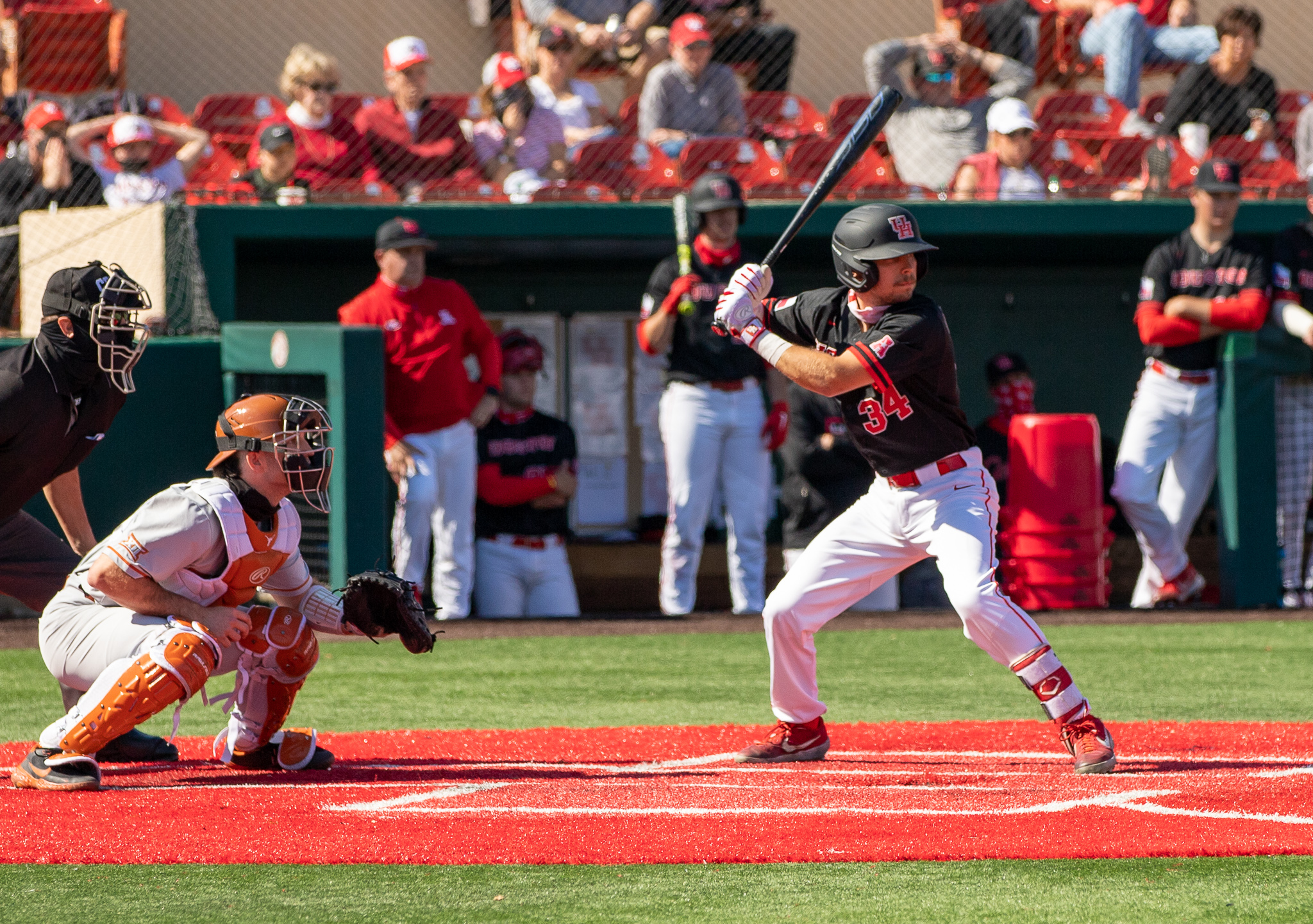 Junior catcher Kyle Lovelace launched his first home run in his UH baseball career Wednesday night against Wichita State. | Andy Yanez/The Cougar