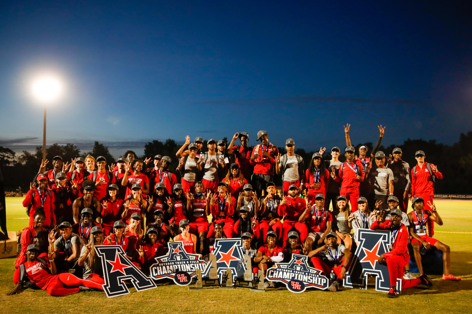 Both the men's and women's UH track and field teams captured conference titles in dominating fashion Sunday at the 2021 AAC Championships. | Courtesy of UH athletics