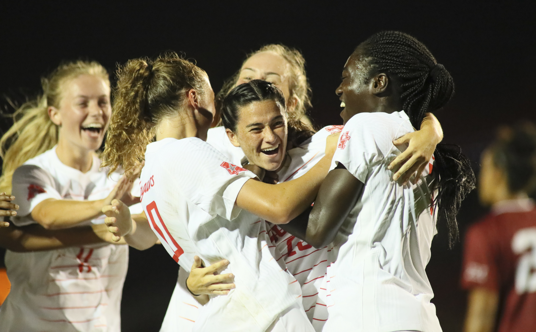 Thursday night was all smiles for the UH soccer team, as the Cougars kicked off their season with a big win over Oklahoma. | Courtesy of UH athletics