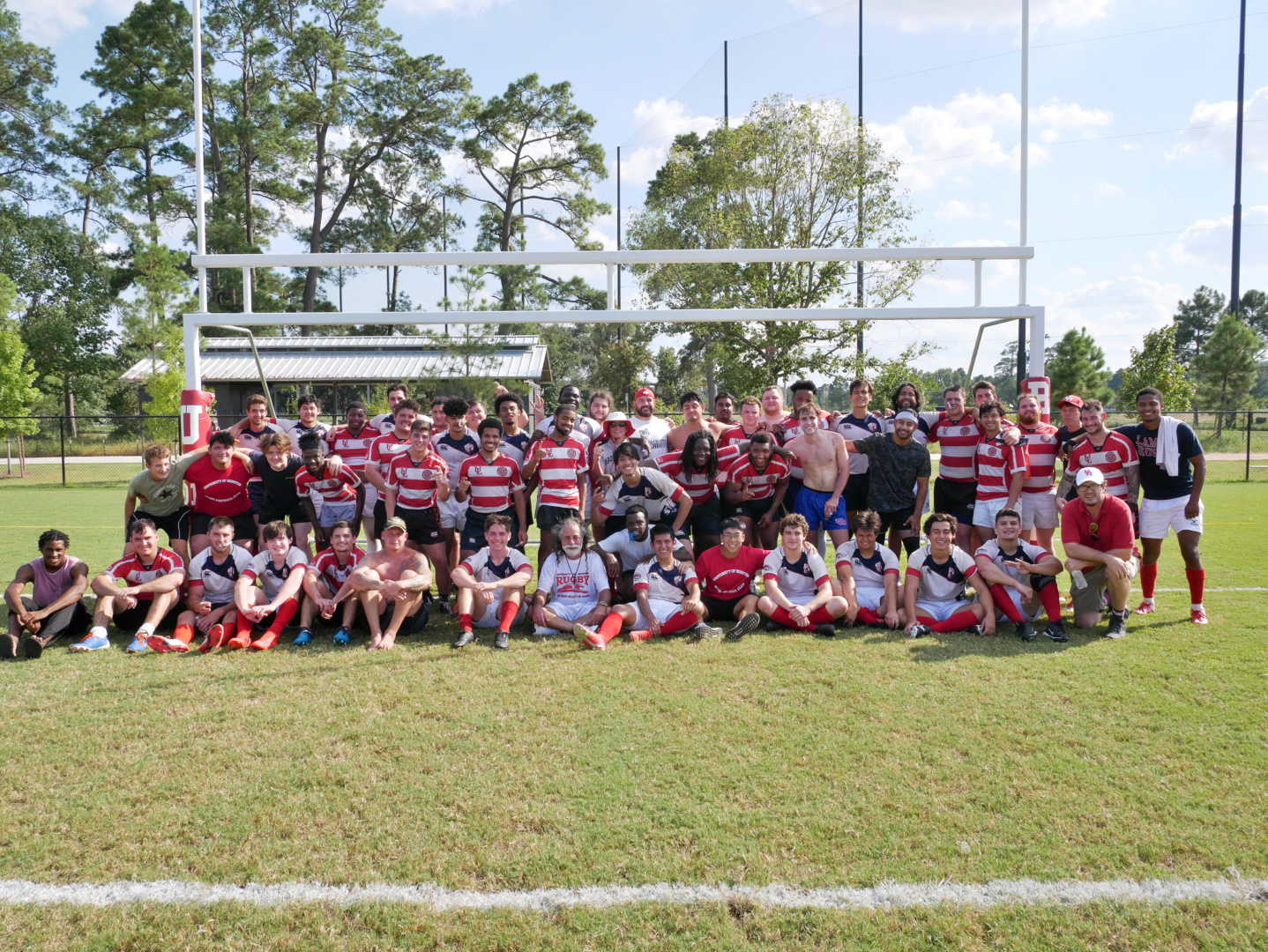 The UH and Louisiana Lafayette rugby teams come together after a scrimmage. | Courtesy of Christian Glover