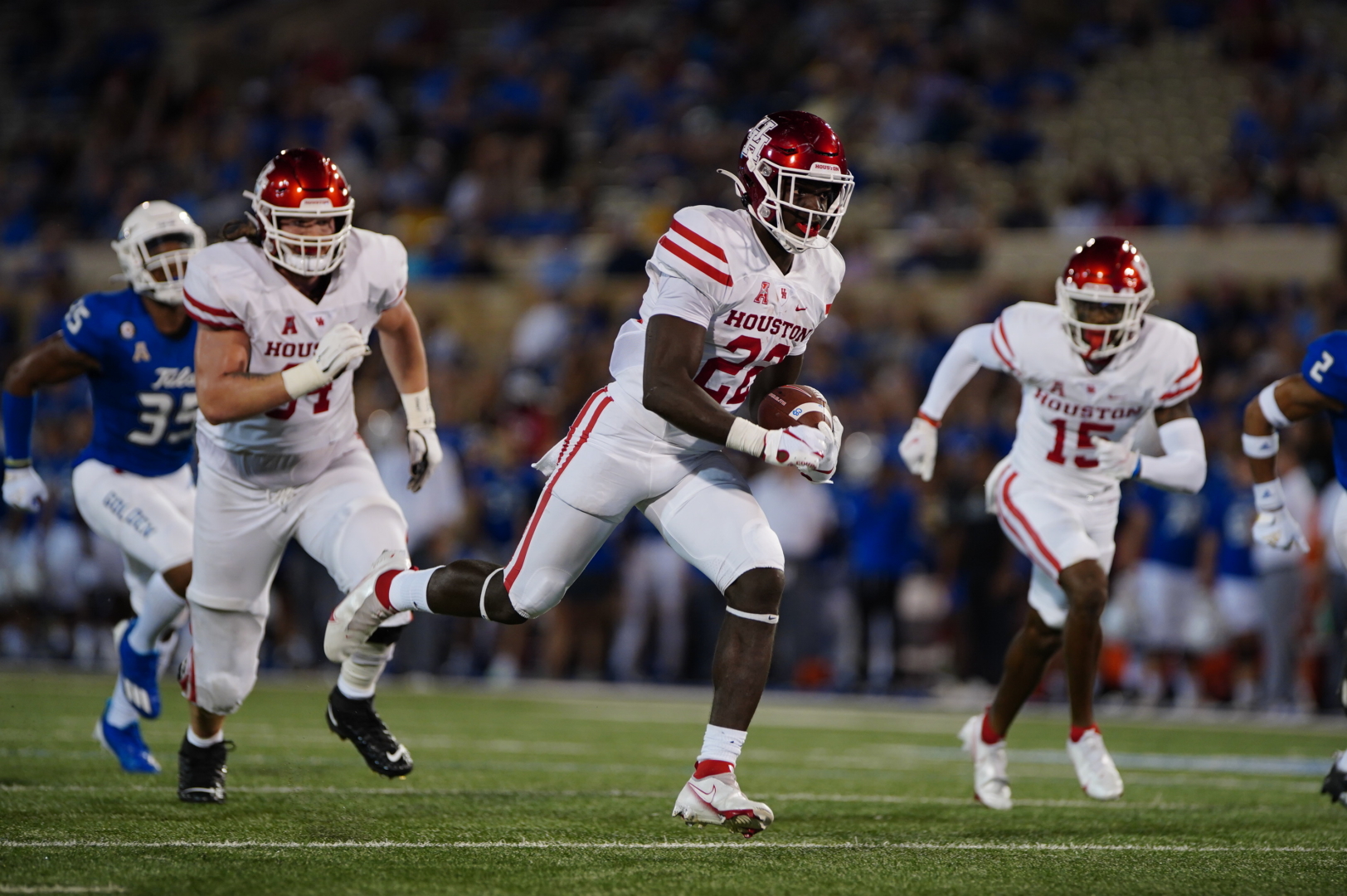 Freshman running back Alton McCaskill rushed for three first half touchdowns in UH's blowout win over Tulsa Friday night. | Courtesy of UH athletics