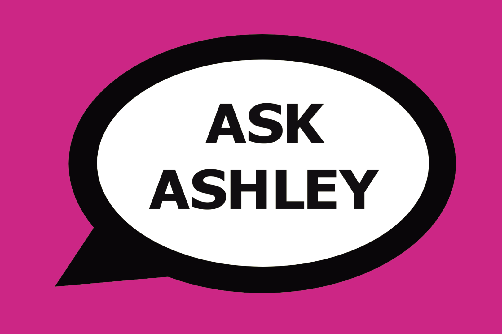 Text bubble graphic of the Ask Ashley advice column for The Cougar.