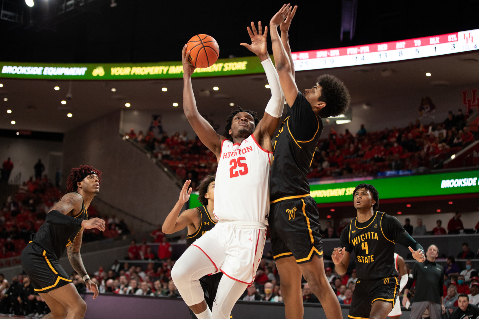 For the second consecutive game, Josh Carlton led the Cougars in scoring. The 6-foot-10-inch UH center scored a game-high 22 points to go along with 12 rebounds for his second consecutive double-double. | Sean Thomas/The Cougar