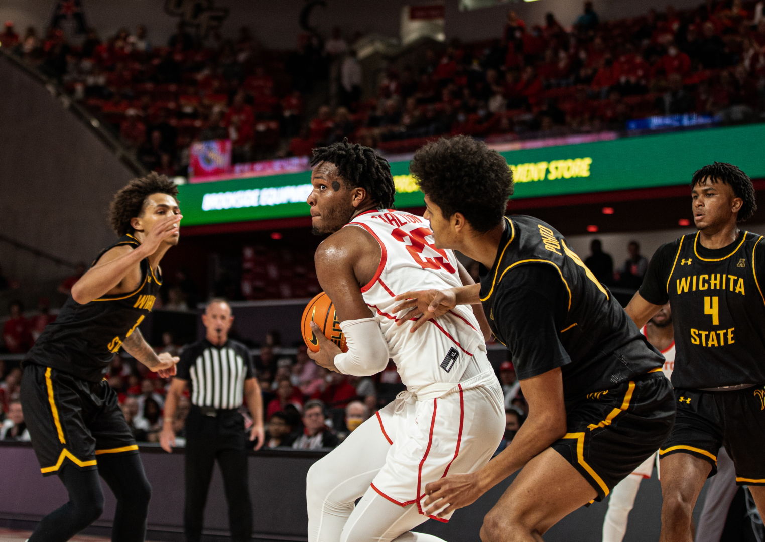 Graduate Center Josh Carlton had 23 points and 11 rebounds in No. 14 Houston's double overtime win over Wichita State, he scored 13 of his 23 in the two overtime periods. | Sean Thomas/ The Cougar.