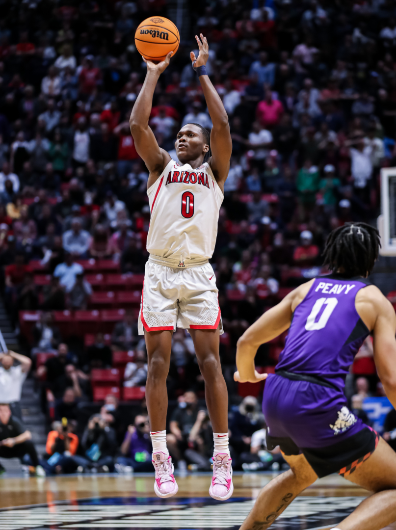 Bennedict Mathurin (0) — SAN DIEGO, CALIF. -- Men’s basketball vs. TCU in the second round of the 2022 NCAA Men’s Basketball Tournament at Viejas Arena. | Photo by Mike Christy / Arizona Athletics