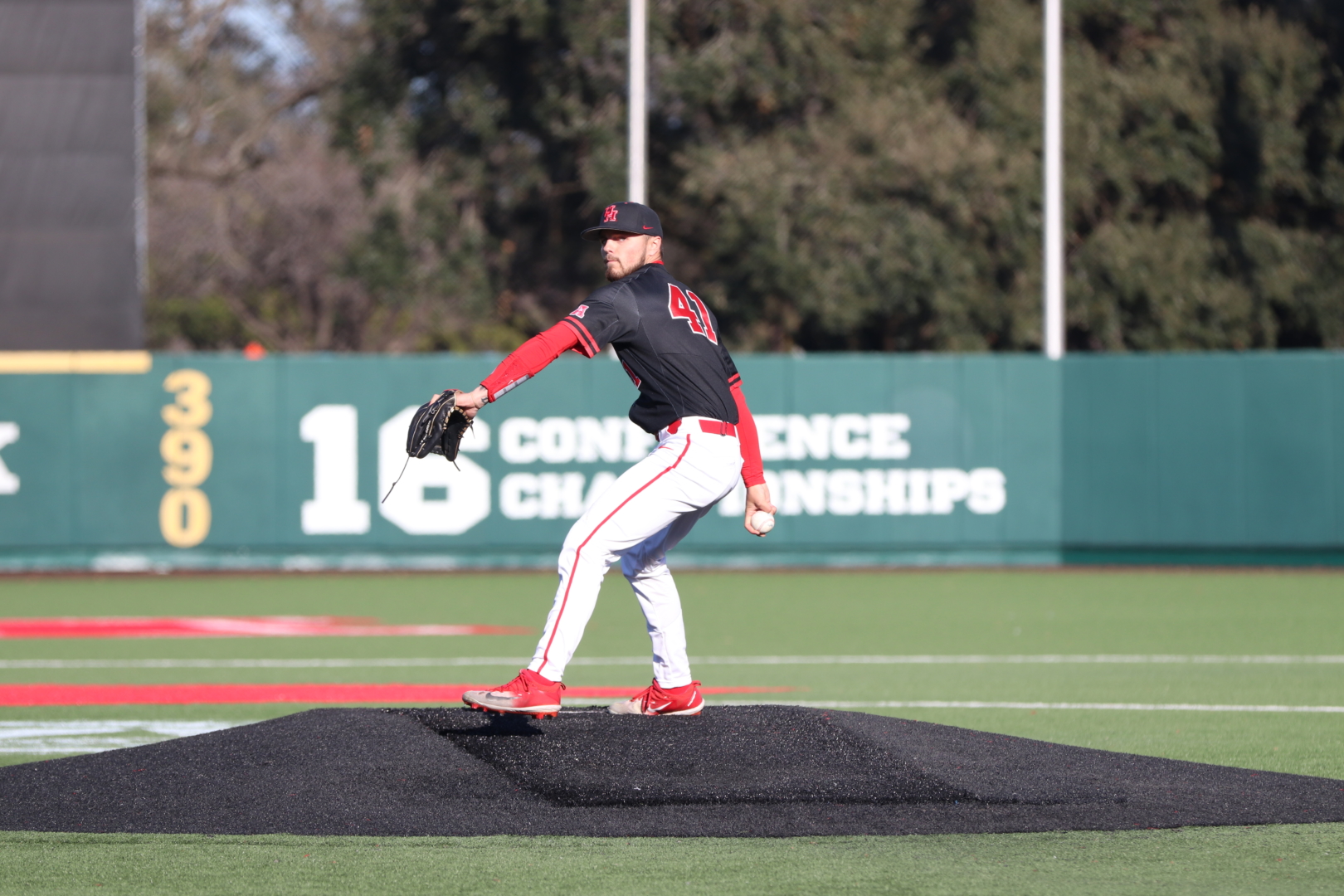 Right-handed pitcher Derrick Cherry allowed one earned run while striking out eight in seven innings of work in UH baseball's victory over Sam Houston State on Tuesday night. | James Mueller/The Cougar
