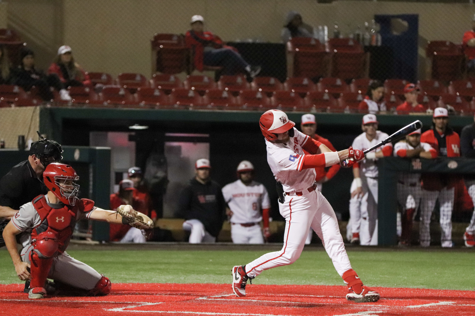 UH baseball left fielder Brandon Uhse hit his first home run of 2022 in the Cougars' win over Lamar on Tuesday night at Schroeder Park. | James Mueller/The Cougar