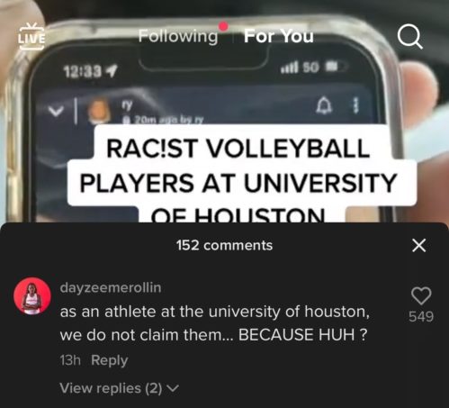 A screenshot of comments on Taylor Burrell's TikTok account after posting the video. 