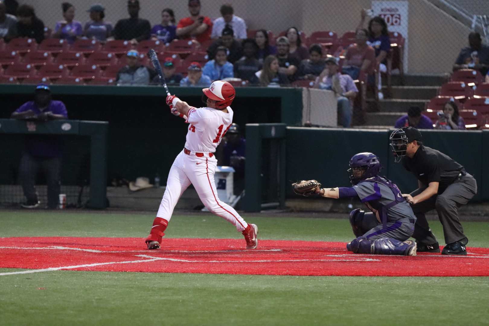UH baseball's Alex Lopez hit two doubles in the Cougars' Tuesday night victory over Prairie View A&M. | James Mueller/The Cougar