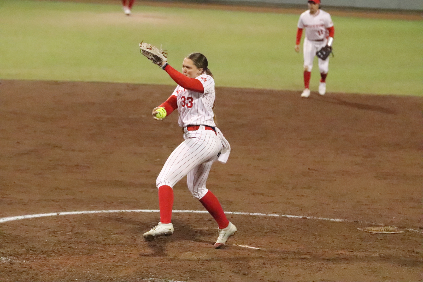 Kenna Wilkey tossed 13 shutout innings with 16 strikeouts for UH softball in her two starts against East Carolina over the weekend. | James Mueller/The Cougar