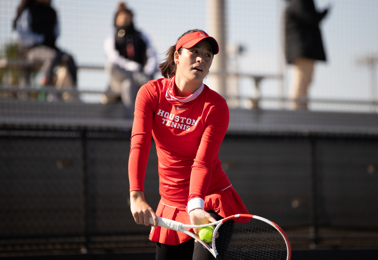 Junior Azul Pedemonti was undefeated during the American Athletic Conference Tennis Championship Tournament when paired with sophomore Blanca Cortijo Parreno. | Sean Thomas/The Cougar.