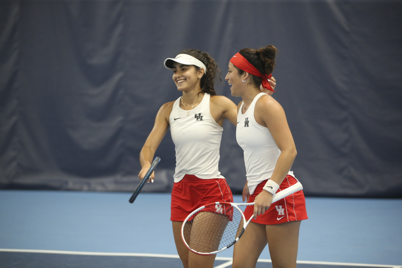 Senior Azul Pedemonti and junior Blanca Cortijo Parreno are two of the longest tenured Cougars on the UH tennis roster, and have fully embraced the diverse environment brought upon them by the makeup of the team. | Courtesy of UH Athletics.