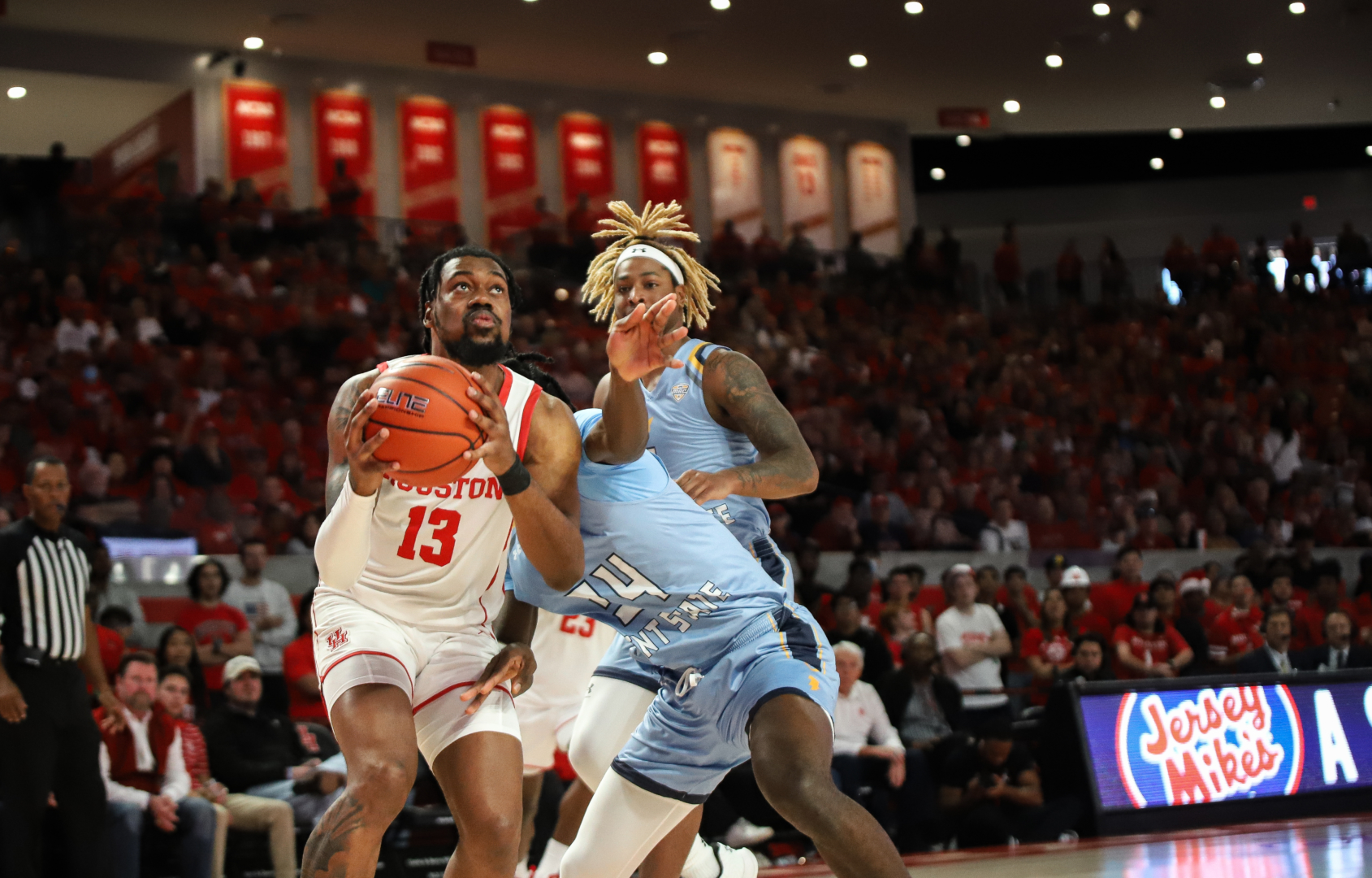 J'Wan Roberts notched his second double-double of the season with 11 points and 14 rebounds in UH's win over Kent State Saturday afternoon at Fertitta Center. | Anh Le/The Cougar