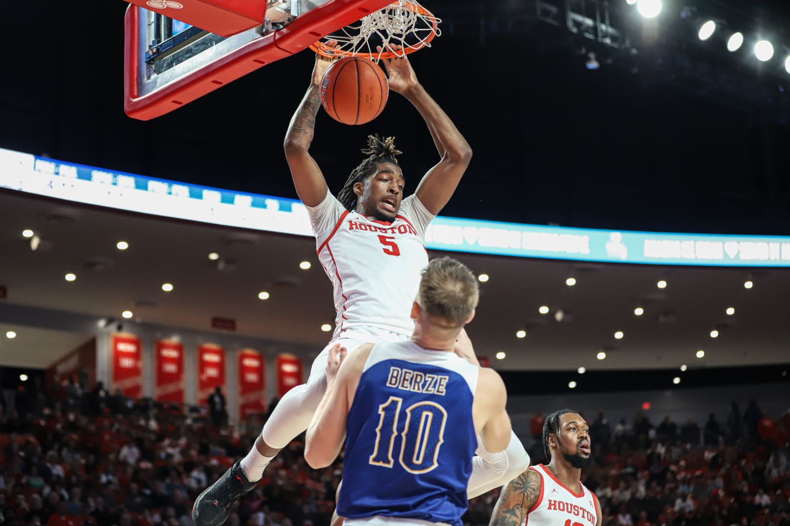 UH forward Ja'Vier Francis recorded his third double-double of the season with 23 points and 13 rebounds in the Cougars' win over McNeese State. | Anh Le/The Cougar