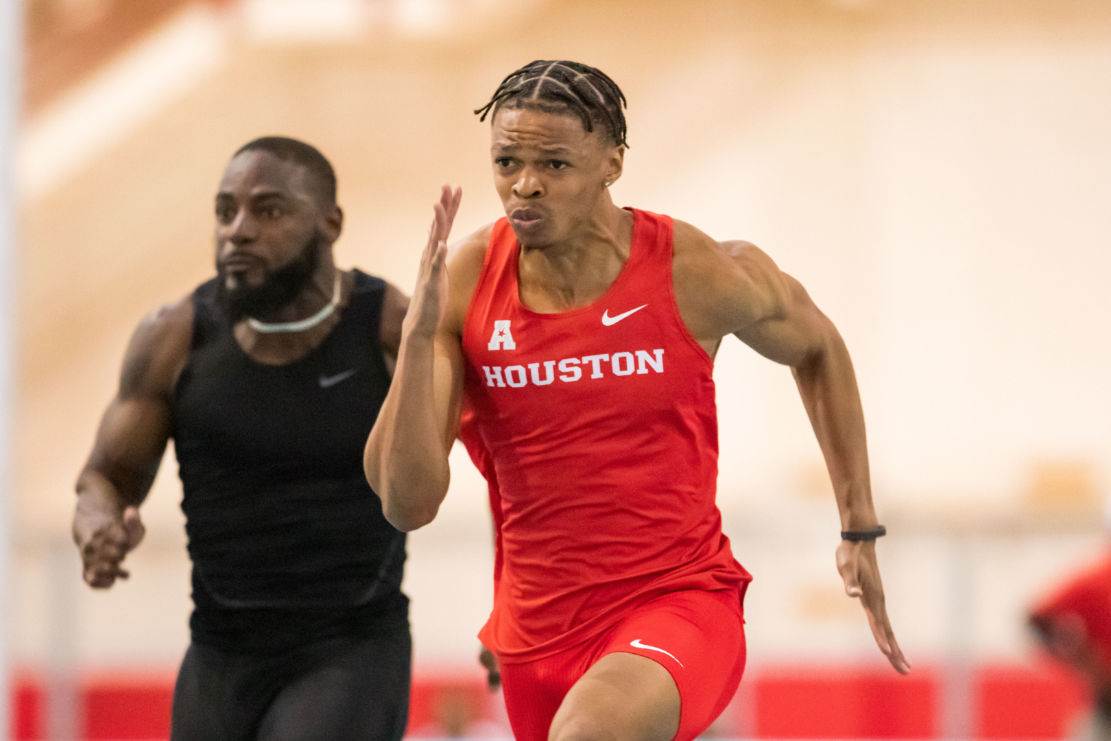 UH track and field junior Shaun Maswanganyi opened up his 2023 season with a first place finish in the 60-meter dash. | Courtesy of Joe Buvid/UH athletics