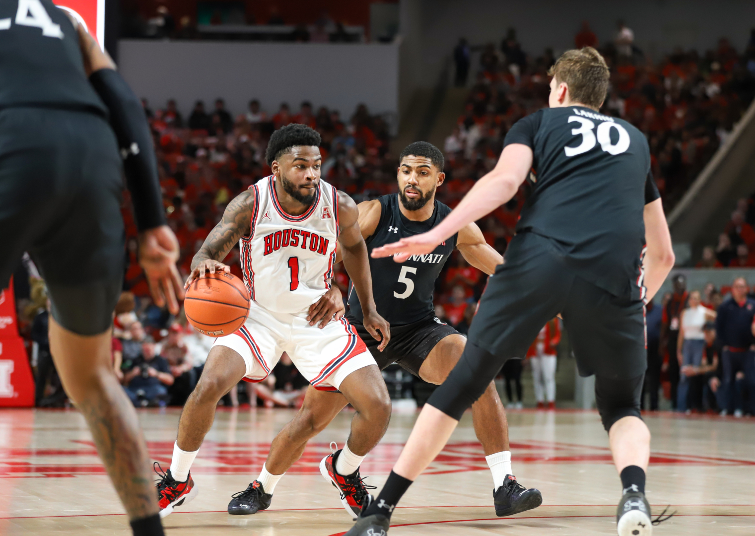 UH point guard Jamal Shead played an integral role in the Cougars' comeback victory over Cincinnati on Saturday. | Anh Le/The Cougar