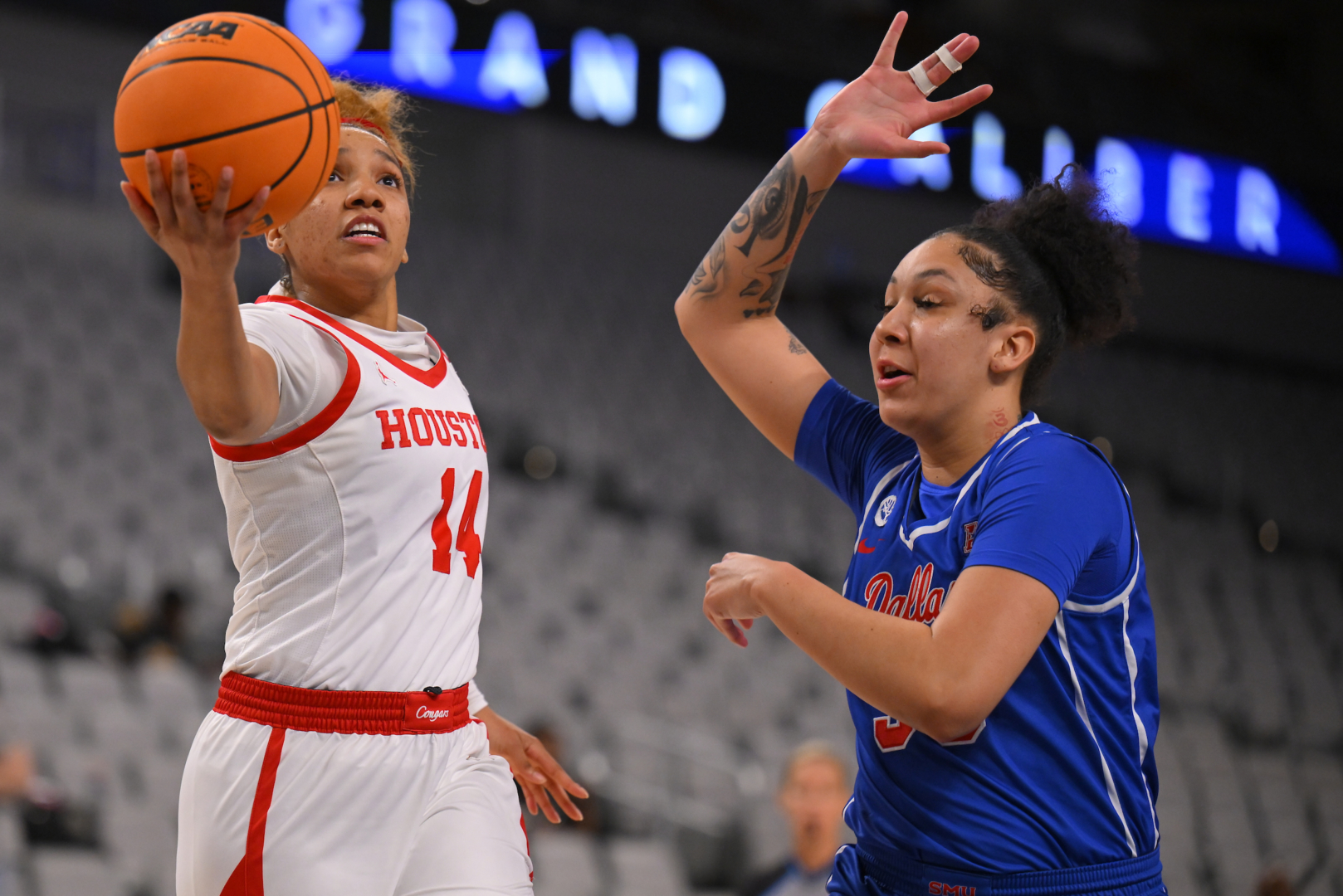 Laila Blair scored 12 points in UH women's baketball's win over SMU in the quarterfinals of the AAC Tournament. | Courtesy of Andy Hancock/AAC