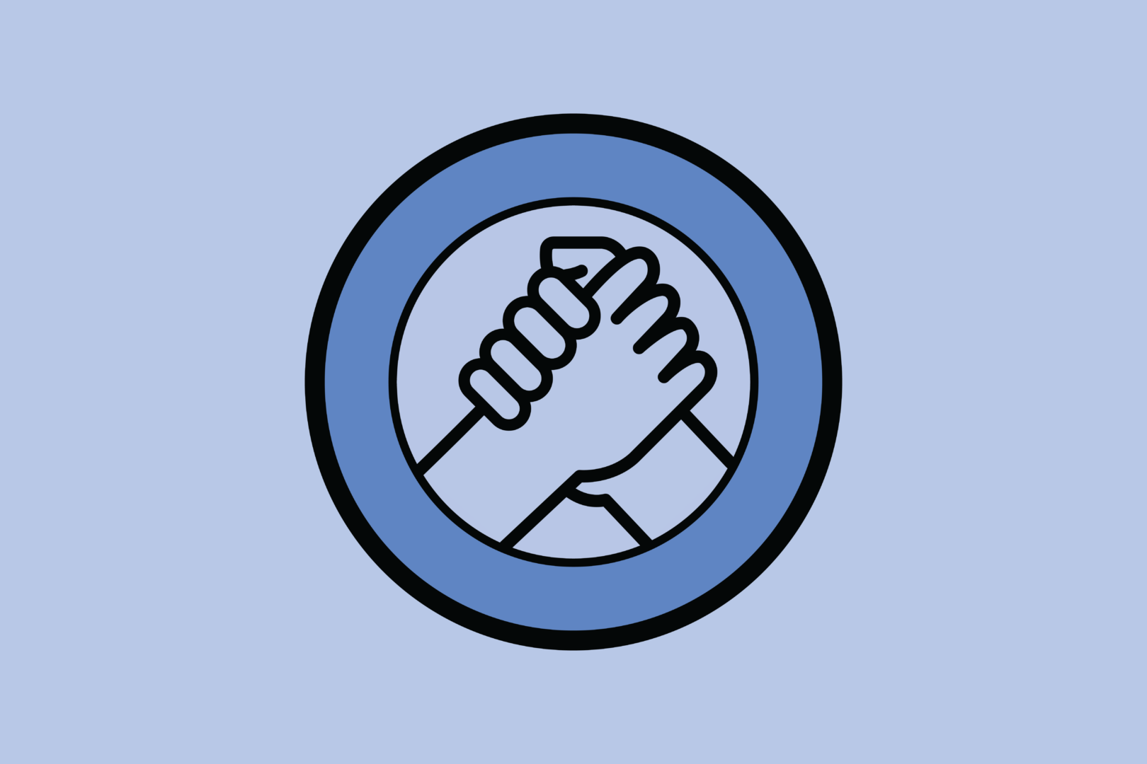 Two hands are clasped, a representation of platonic friendship